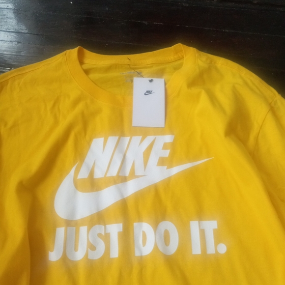 Nike Just Do It Mens Long Sleeve Color Yellow Shirt White Lettering Big&Tall 3XL - Picture 2 of 7
